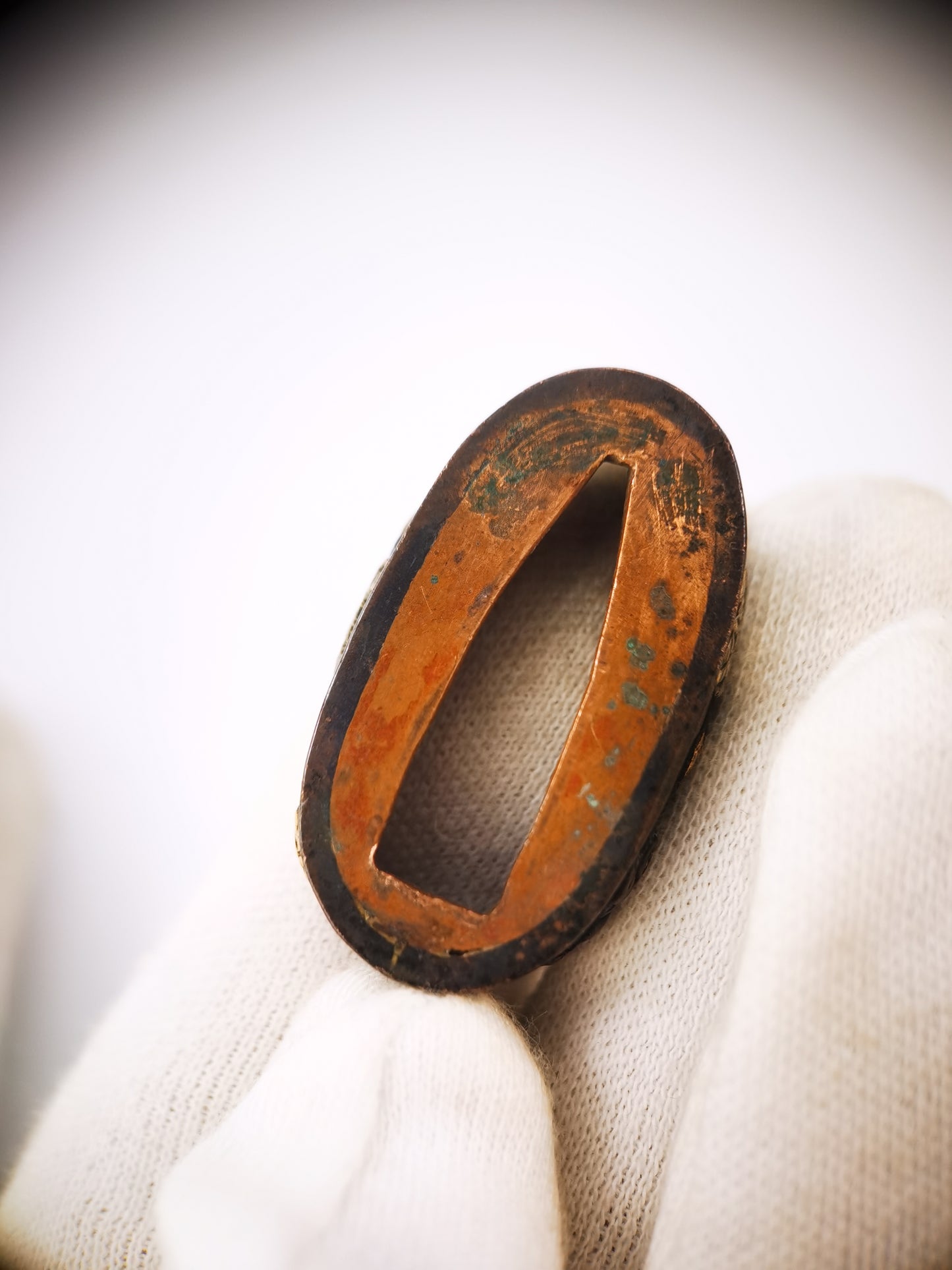 Japanese Lion Dog and Peony Pattern Fuchi and Kashira for Wakziashi Edo Period Antique B178