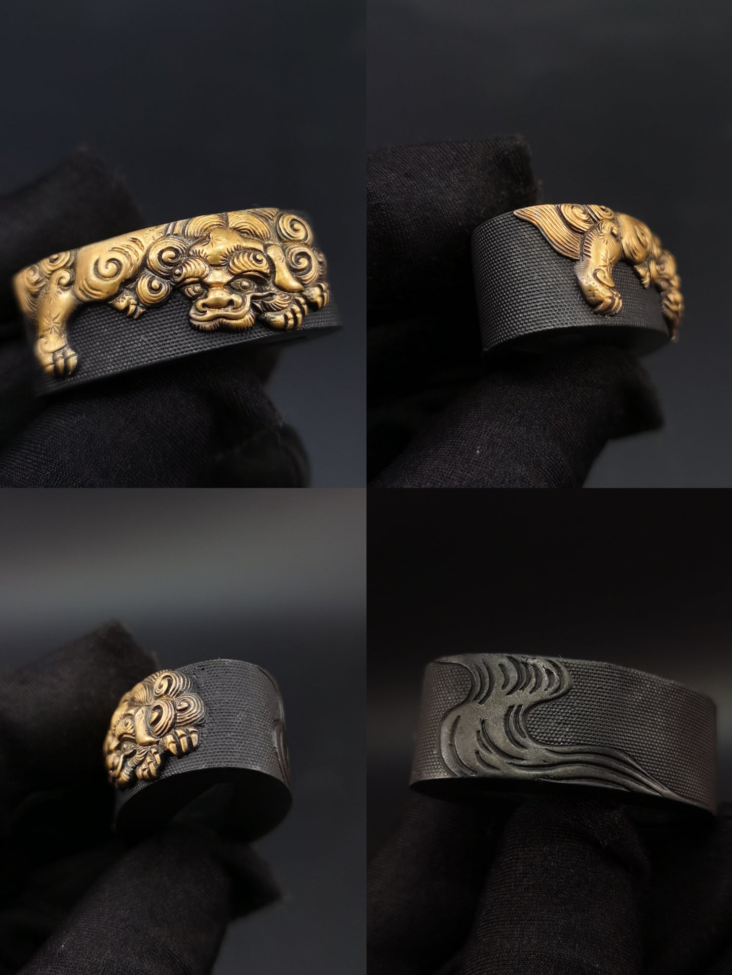 Japanese Lion Dog and Peony Pattern Tsuba F&K Menuki set for Katana, Y190