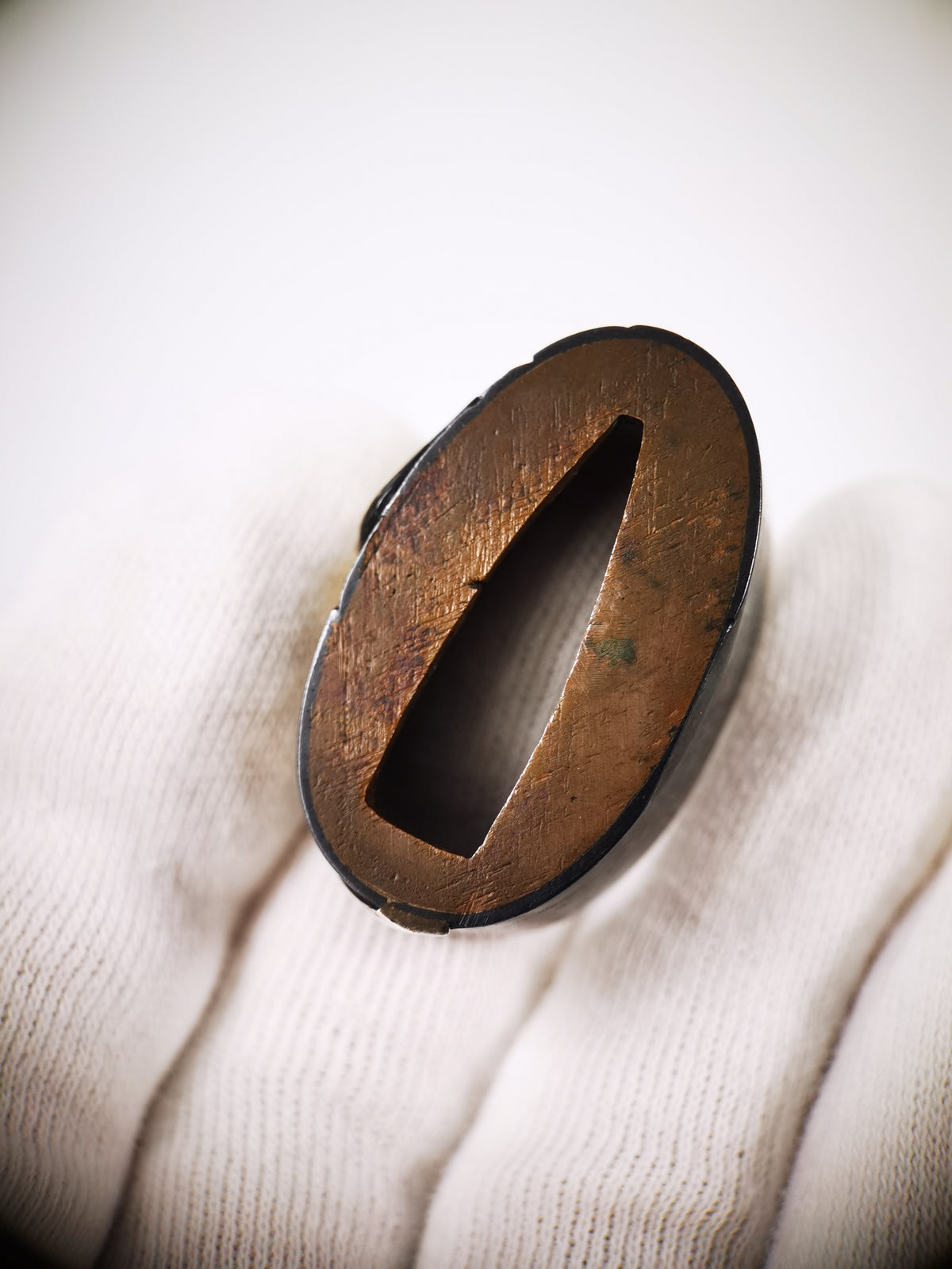 Japanese Sword Fitting Shoki and Oni Pattern Fuchi and Kashira for Katana and Wakzaishi Edo Period Antique B188