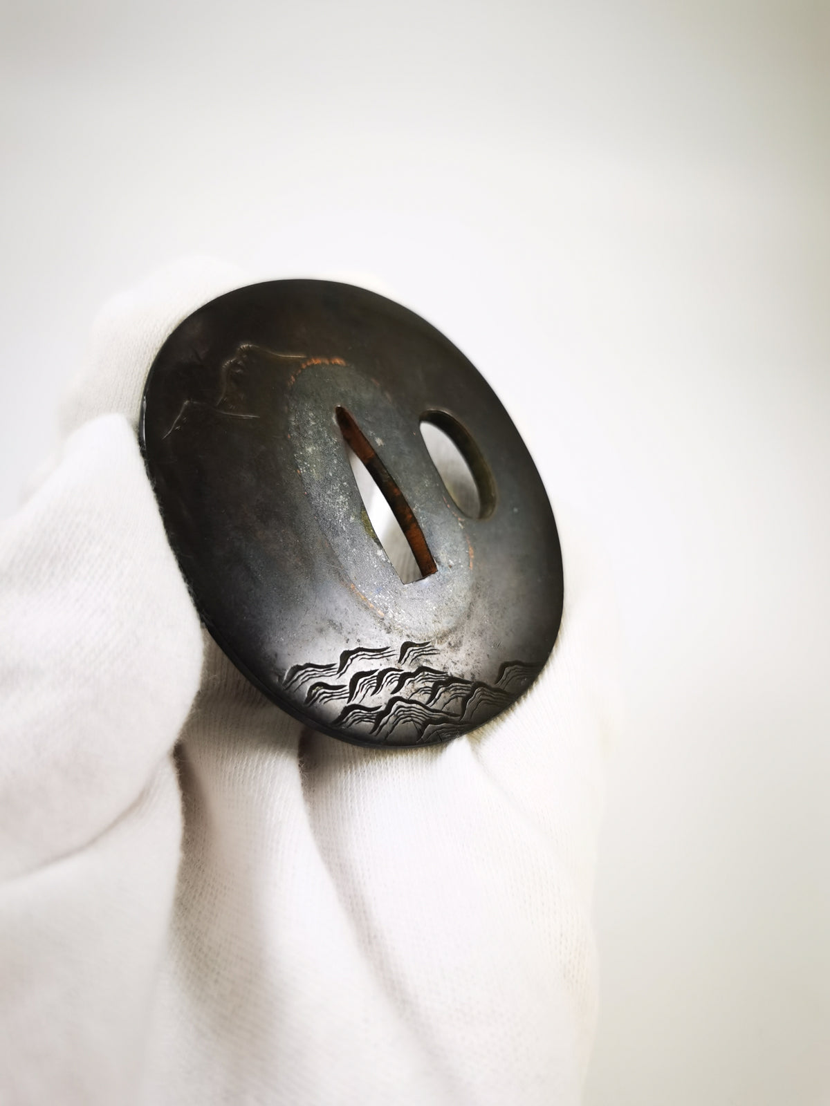Japanese Sword Fitting Sennin Motif Pair of Tsuba for Wakzaishi Edo Period Antique A373