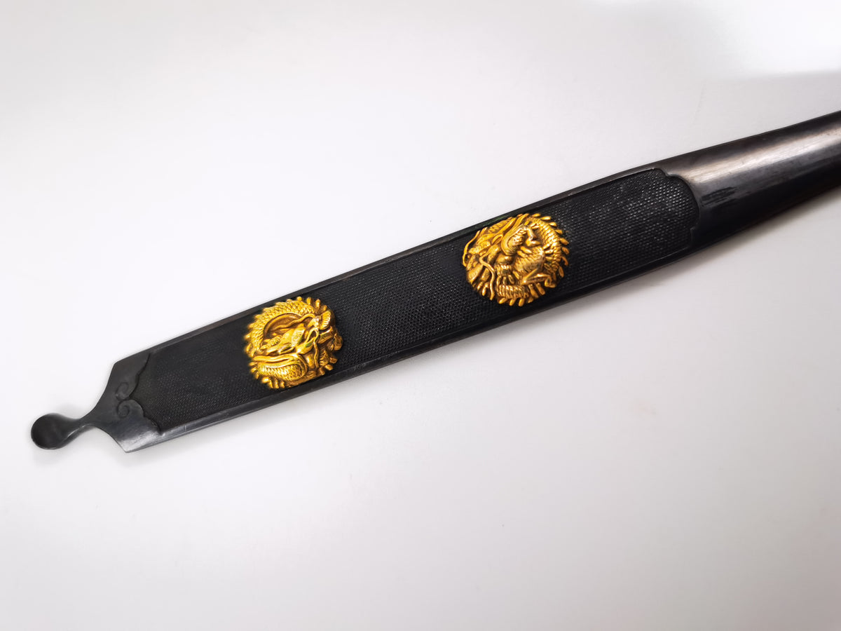 Japanese Sword Fitting Circular Coiled Dragon Motify Kogai & Menuki for Wakzaishi and Tanto Edo Period Antique D153