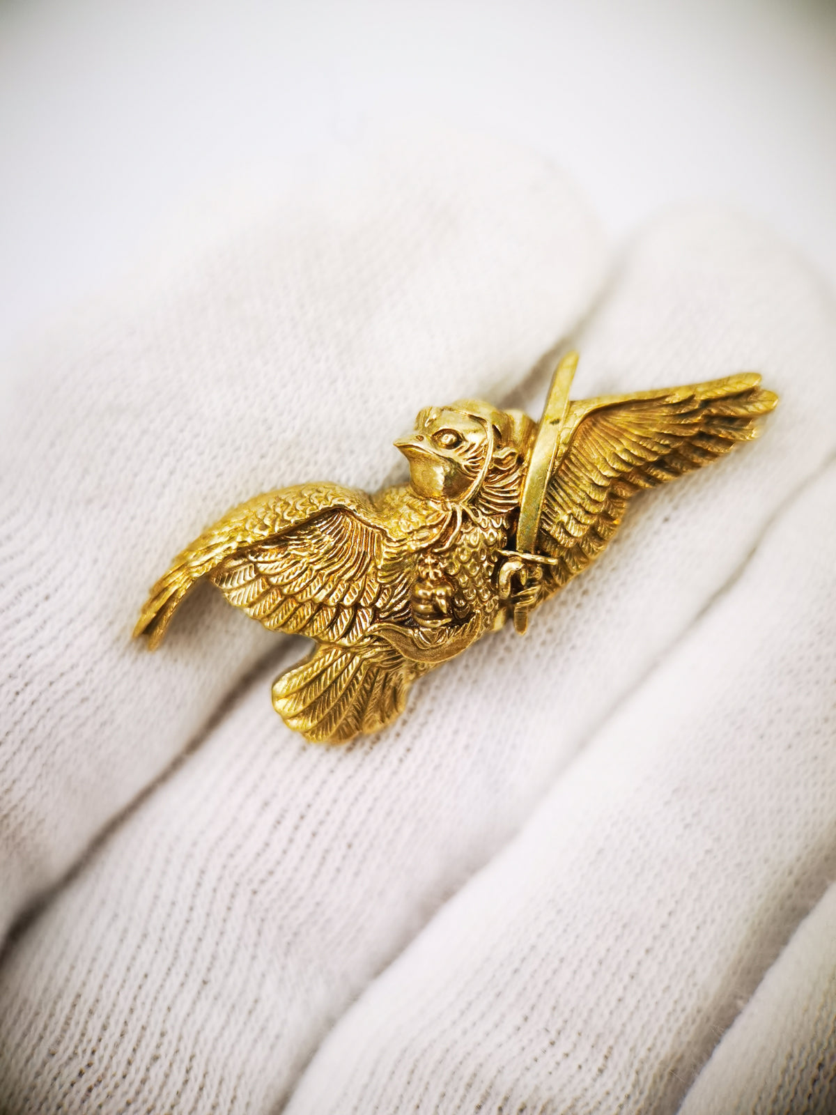 Japanese Sword Fitting Karasu Tengu Pattern Menuki for Katana wakzaishi Y205